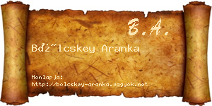Bölcskey Aranka névjegykártya