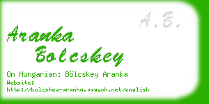 aranka bolcskey business card